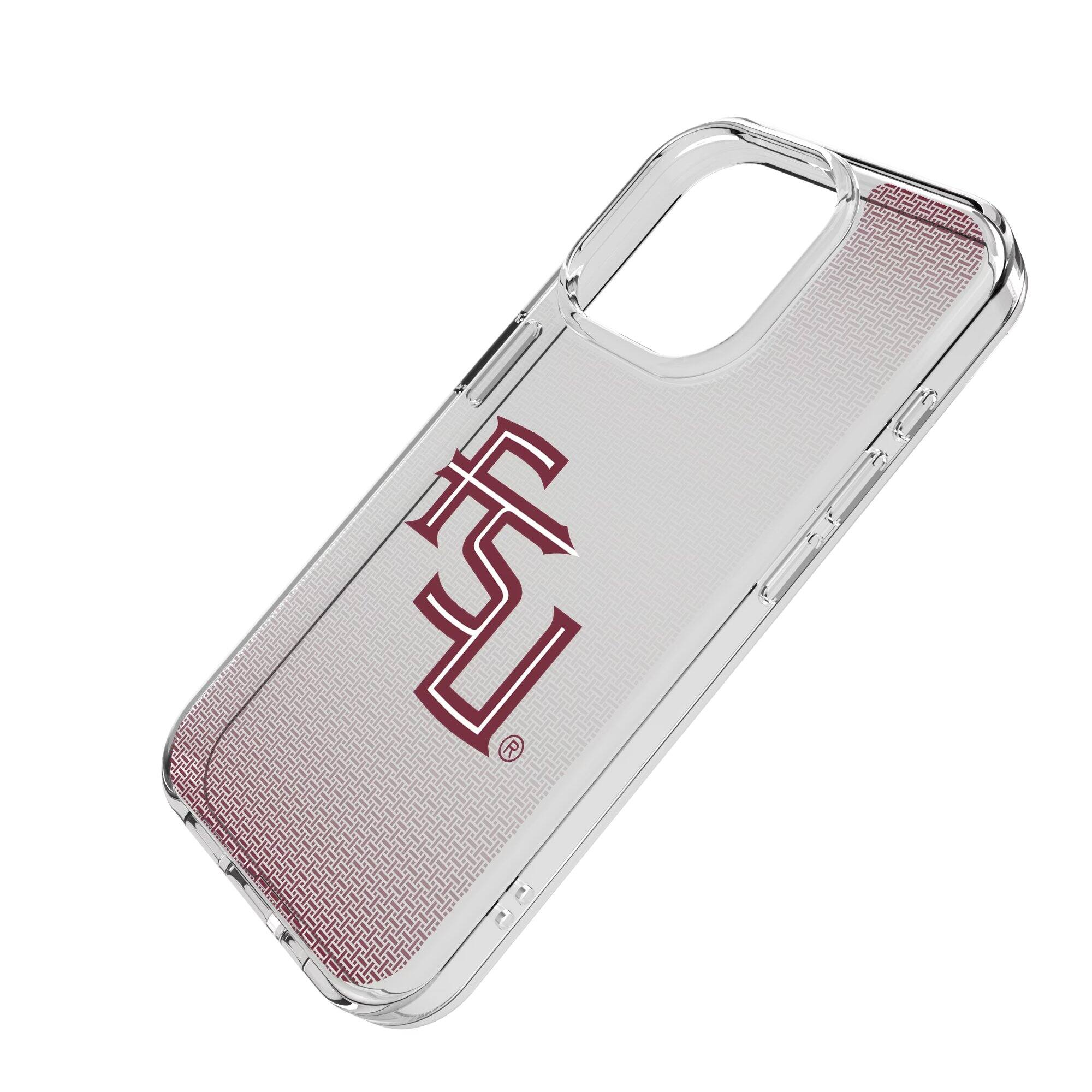 Alt View 1. Keyscaper - Florida State Seminoles Linen Logo iPhone Clear Case - 16 Plus - Multicolor.