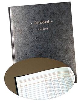 Quill Brand - Columnar Book, 4-Columns, 7.25" x 9.5", 40 Sheets/Book - Blue Marble