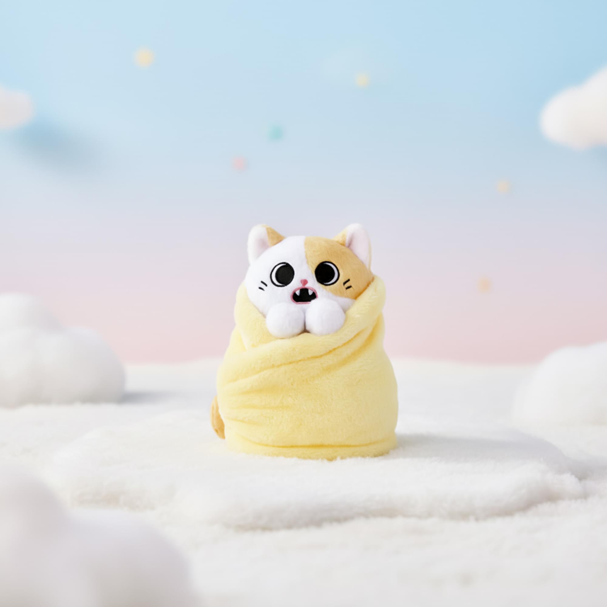 Alt View 3. Uncute - Purritos Pork Bun Plush Kitten in Blanket | 7 Inches - Beige.