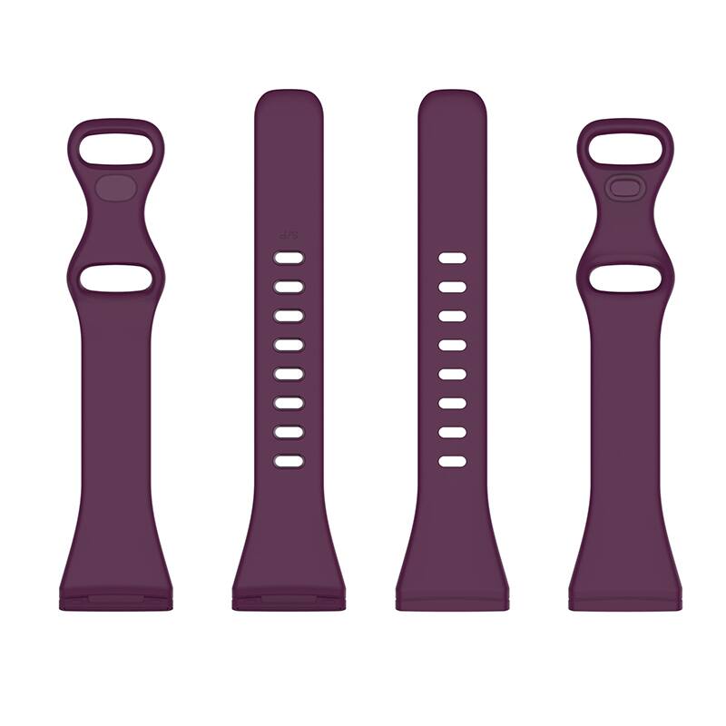 Left. StrapsCo - Slim Active Strap Silicone Rubber Watch Band For Fitbit Versa 4 (Short-Medium) - Purple.