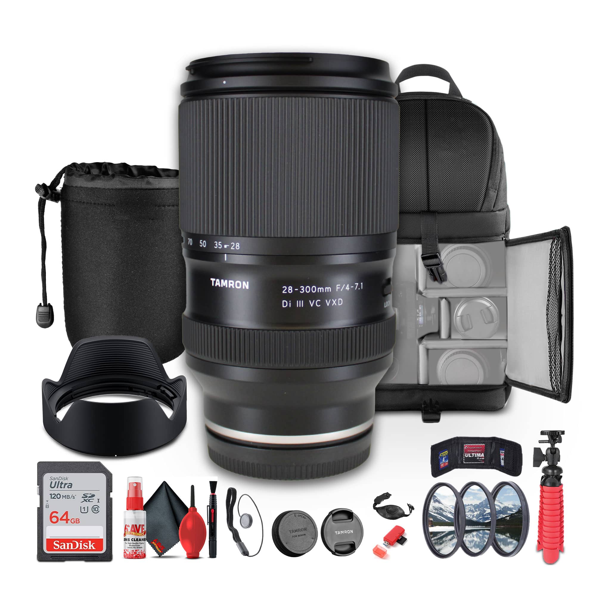 Bundle - Tamron - 28-300mm f/4-7.1 Di III VC VXD Lightweight Lens For Mirrorless Camera - - Black price history on PriceWatchPro