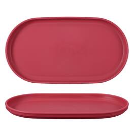 Unique Bargains - 2pcs Fast Food Serving Trays, 9.4x5.1" Oval Reusable Restaurant Tray for Kitchen Coffee Fruit Burger Lunch - Rose Red