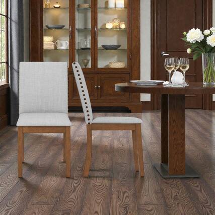 Front. Hivvago - Dining Chairs with Supportive Padded Seats for Versatile Home Use - Set of 2 - Ash Gray, Walnut.