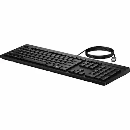 Front. HP - HP 125 Wired Keyboard - Cable Connectivity - USB Type A Interface - CoPilot Hot Key(s) - Windows 11, Windows 10 - PC - Black.