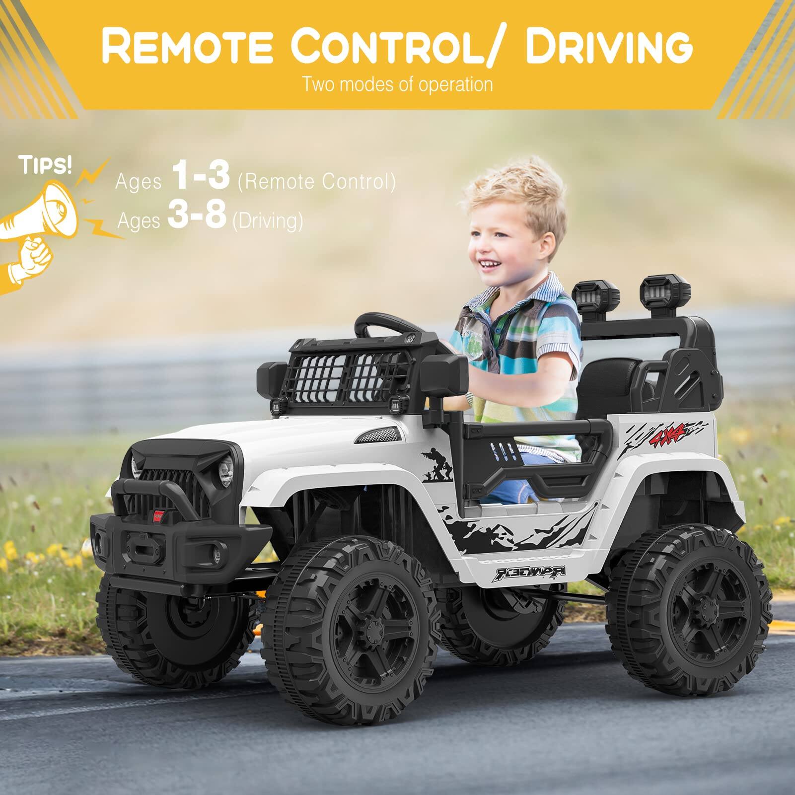 REMOTE CONTROL/ DRIVING  
Two modes of operation  

TIPS!  
Ages 1-3 (Remote Control)  
Ages 3-8 (Driving)