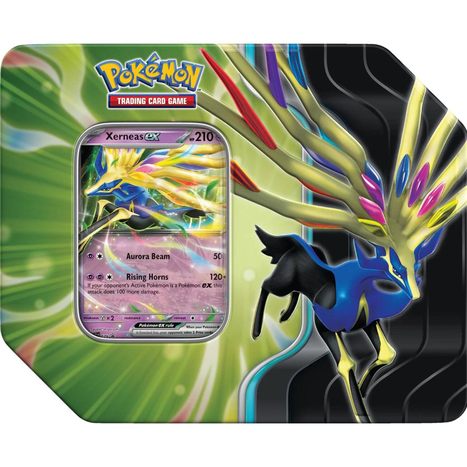 Pokémon Trading Card Game  
Xerneas ex  
HP 210  

Aurora Beam  
50  

Rising Horns  
120+  
If your opponent's Active Pokémon is a Pokémon ex, this attack does 100 more damage.  

Weakness: ×2  
Resistance: ×  
Retreat:  

Pokémon ex Rule  
When your Pokémon ex is Knocked Out, your opponent takes 2 Prize cards.  

Pokémon ex