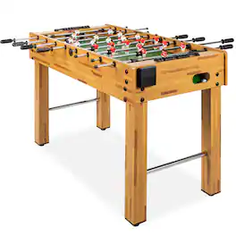 Best Choice Products - 48in Competition Sized Foosball Table for Home, Game Room w/ 2 Balls, 2 Cup Holders - Light Brown