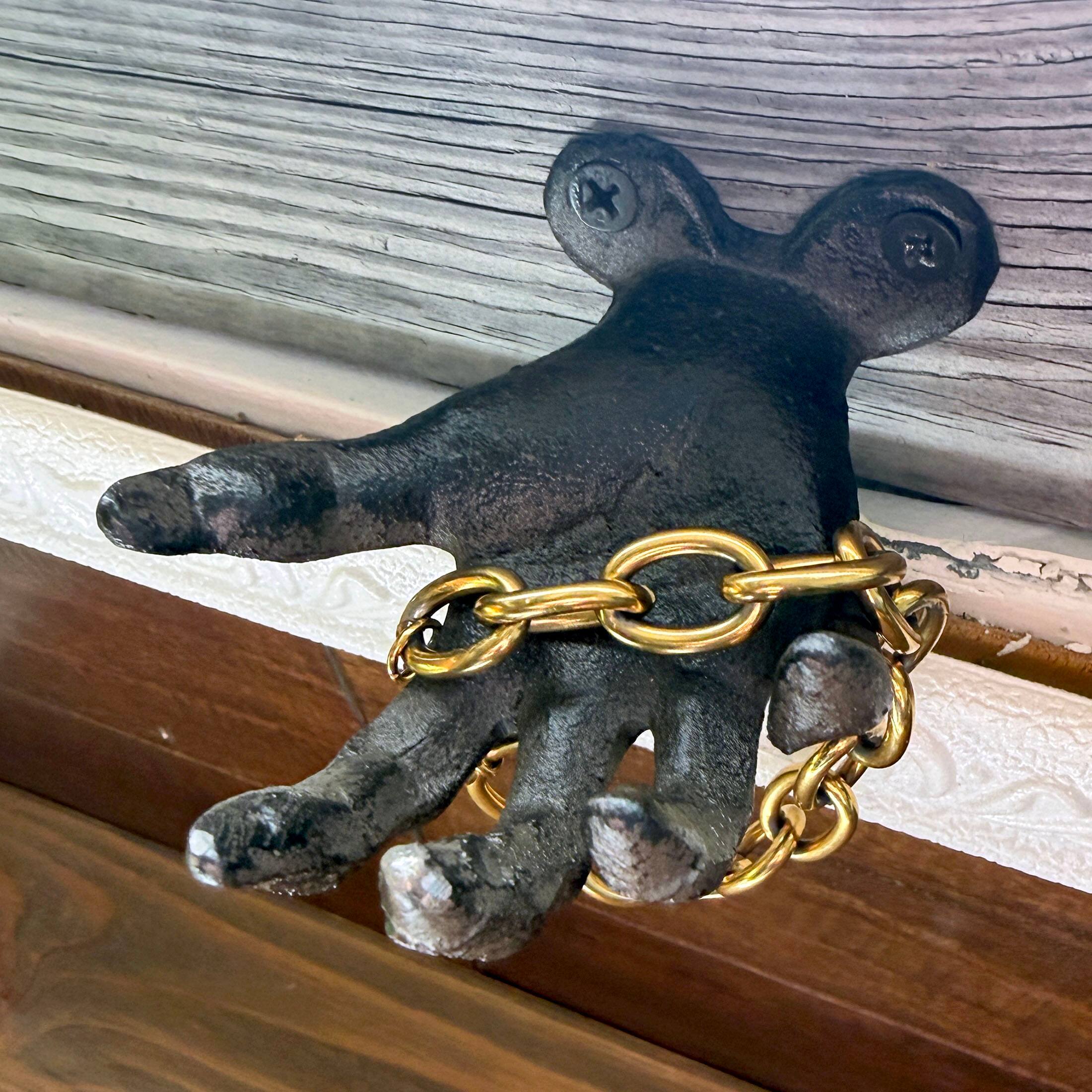 Alt View 10. Zeckos - Set of 3 Cast Iron Creepy Hand Wall Hooks Gothic Decor Distressed Black - Black.