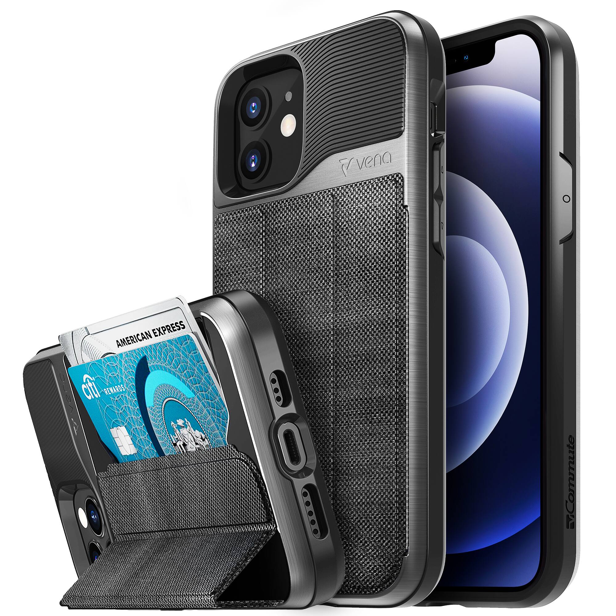 Alt View 11. Vena - vCommute Wallet Case for Apple iPhone 12 / 12 Pro - Slate Black.