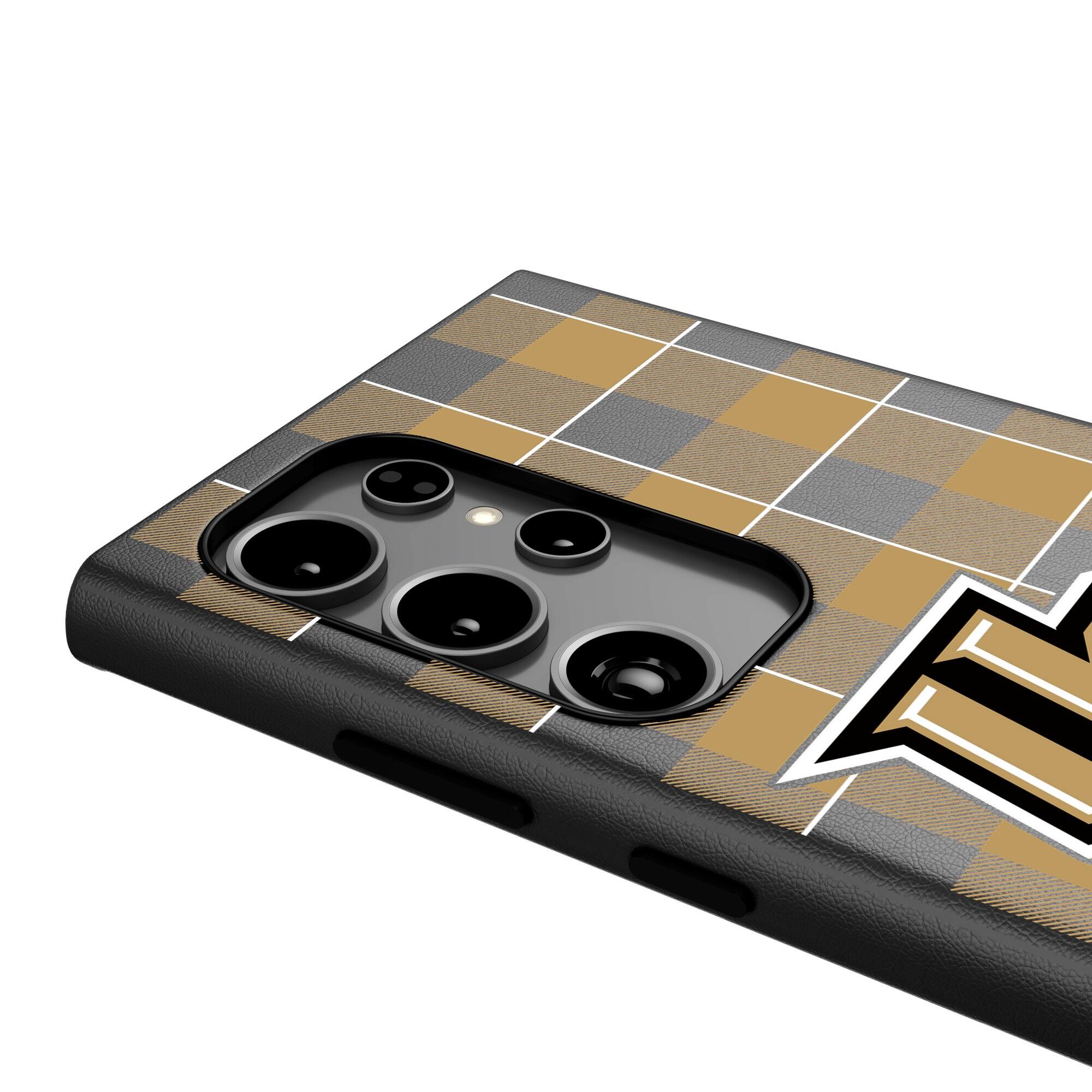 Alt View 3. Keyscaper - UCF Knights Plaid Galaxy Magnetic Bump Case - S25 Ultra - Black.