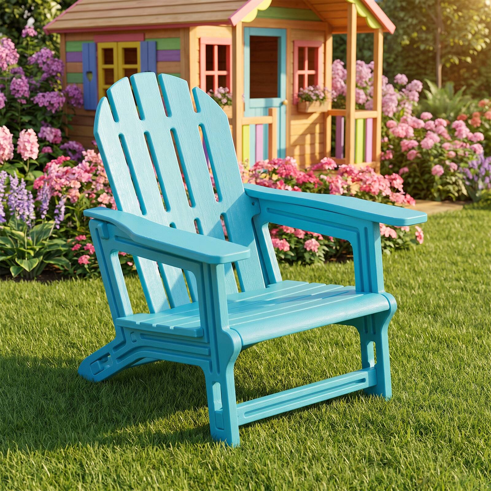 Alt View 1. Costway - Costway Modern Adirondack Chair in HDPE with Ergonomic Design, Suitable for Porch, Deck - Turquoise.