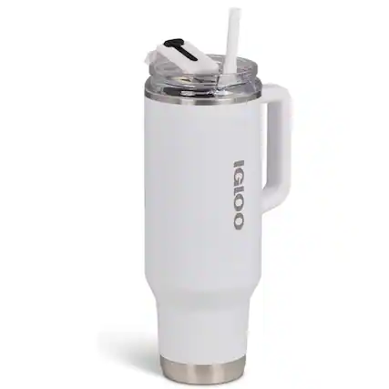 Front. Igloo - IGLOO 40 oz. Stainless Steel Travel Mug, White - White.