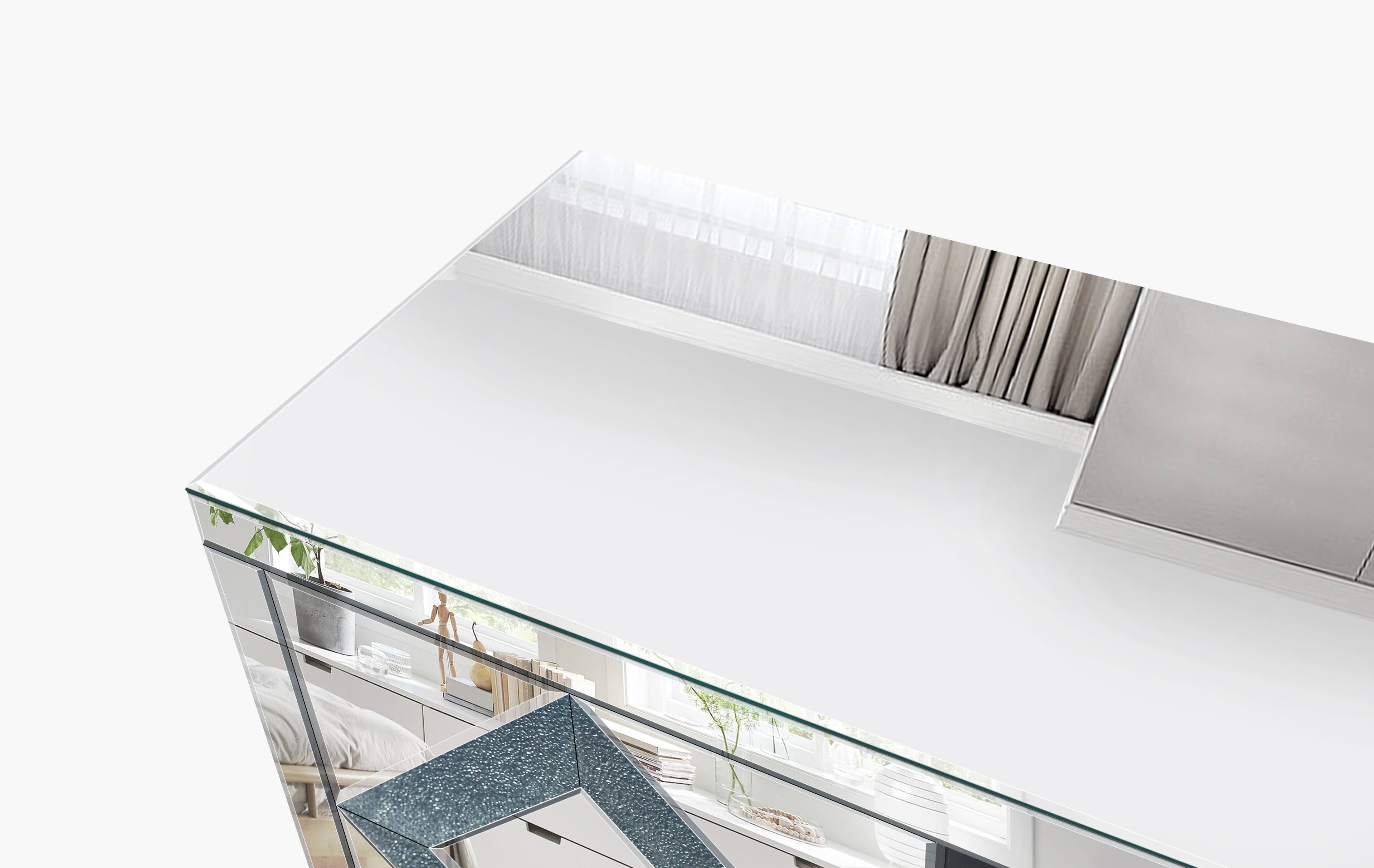 Alt View 5. APRILSOUL - 47 Inch Mirror TV Console Diamond Glass Doors for 50 Inch TV Living Room Bedroom - Silver.