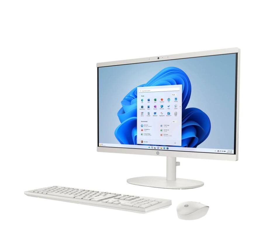 Angle. HP - HP 22-DG00 21.45" FHD All-in-One PC, Intel Processor N200, 8GB RAM, 128GB SSD, Windows 11 Home, White - White.