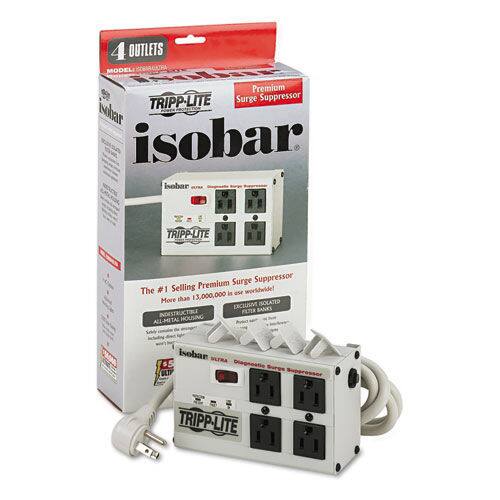 4 OUTLETS  
MODEL IOBAMETRA  
Premium TRIPP-LITE Surge Suppressor  
isobar  
isobar  
isobar  
TRIPP-LITE Surge Suppressor  
#1 Selling Premium Surge Suppressor  
The #1 Selling Premium Surge Suppressor  
More than 13,000,000 worldwide!  
EXCLUSIVE ISOLATED FILTER BANKS  
INDESTRUCTIBLE HOUSING  
ALL-METAL  
isobar  
ULTRA D Diagnostic Surge Suppressor  
TRIPP-LITE
