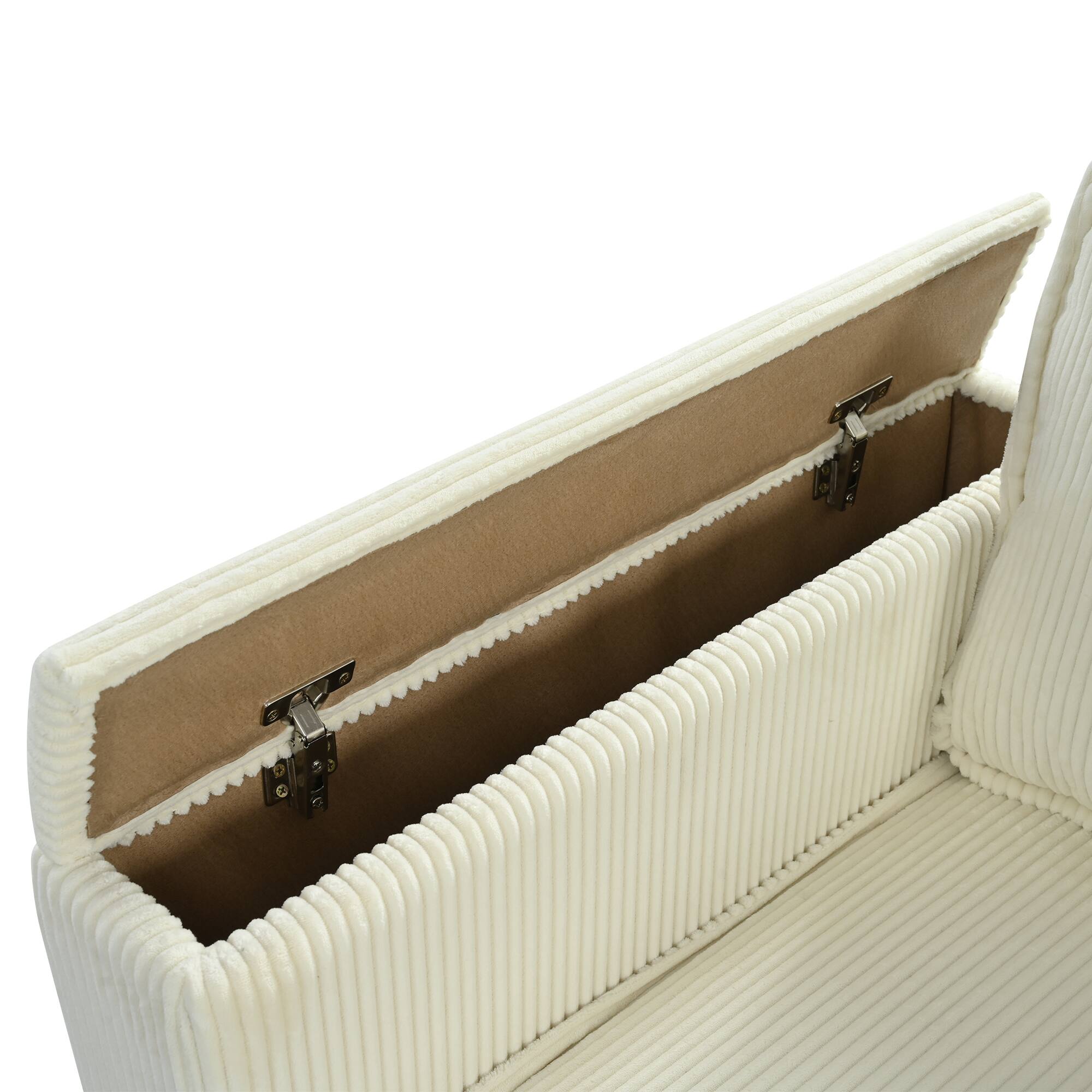 Alt View 2. Anysun - L-Shape 4-Seat Corduroy Sofa with Storage Armrests, Center Console & USB Charging. - Beige.