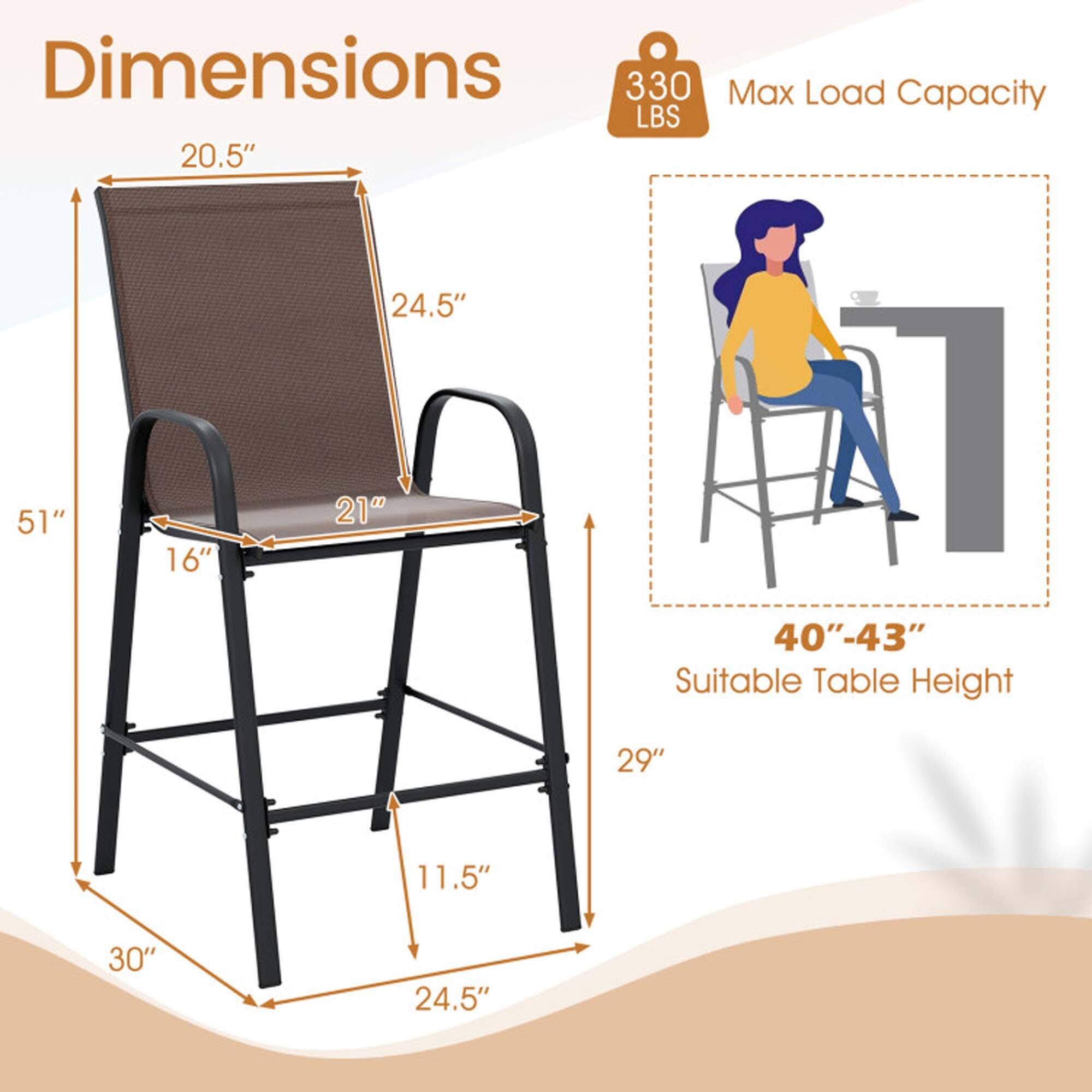 Dimensions  
- 20.5"  
- 24.5"  
- 51"  
- 16"  
- 21"  
- 11.5"  
- 30"  
- 24.5"  

Max Load Capacity: 330 LBS  

Suitable Table Height: 40"-43"