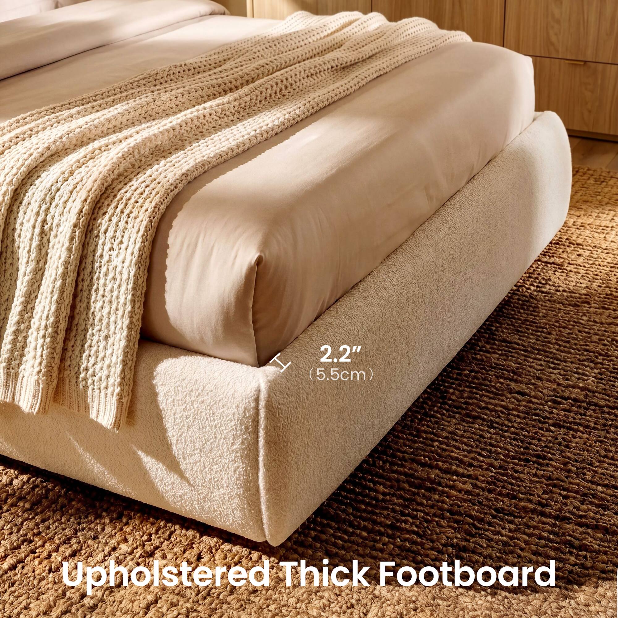 2.2" (5.5cm) Upholstered Thick Footboard