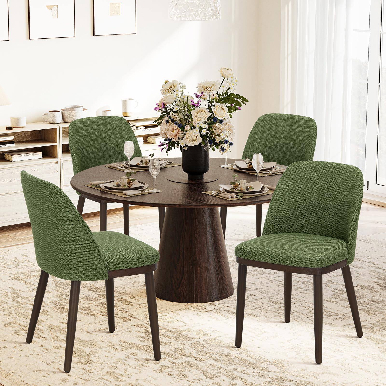 Green Set of 4 Upholstered Dining Chairs