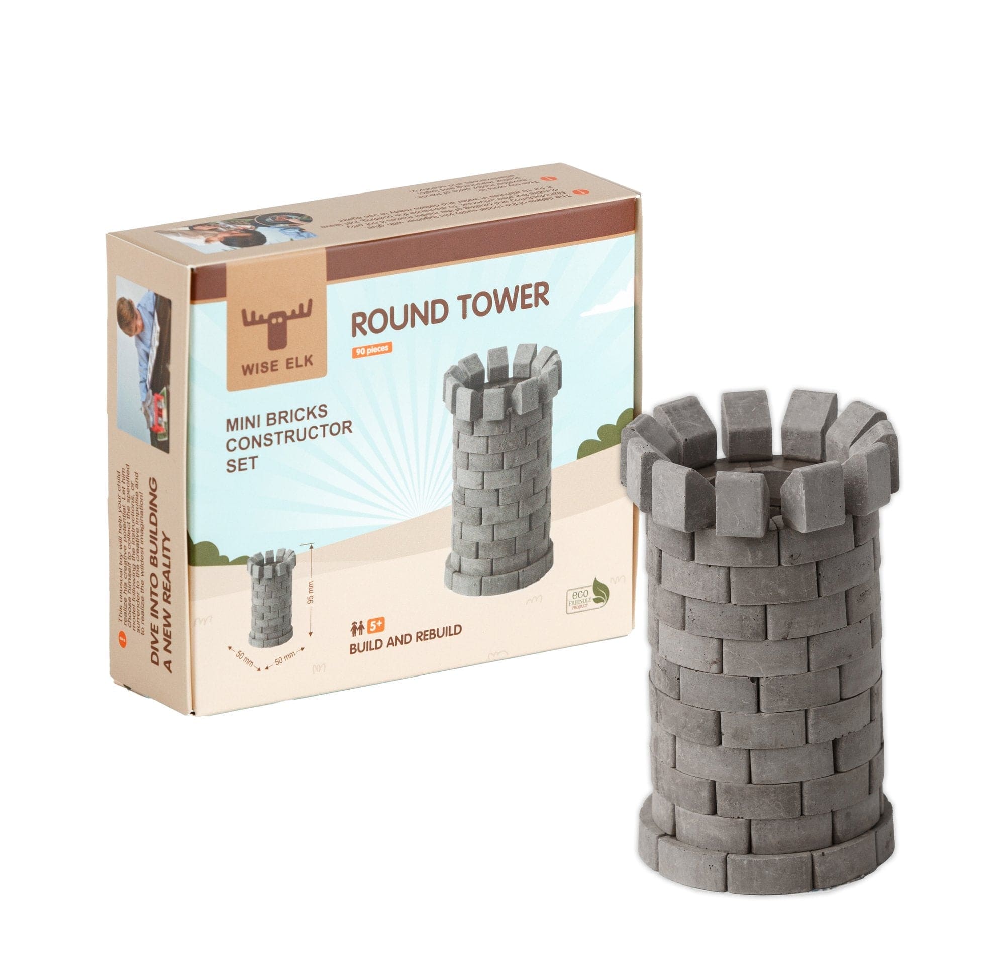 Wise Elk - Round Tower Mini Brick Building Kit, 90 pcs - Multicolor