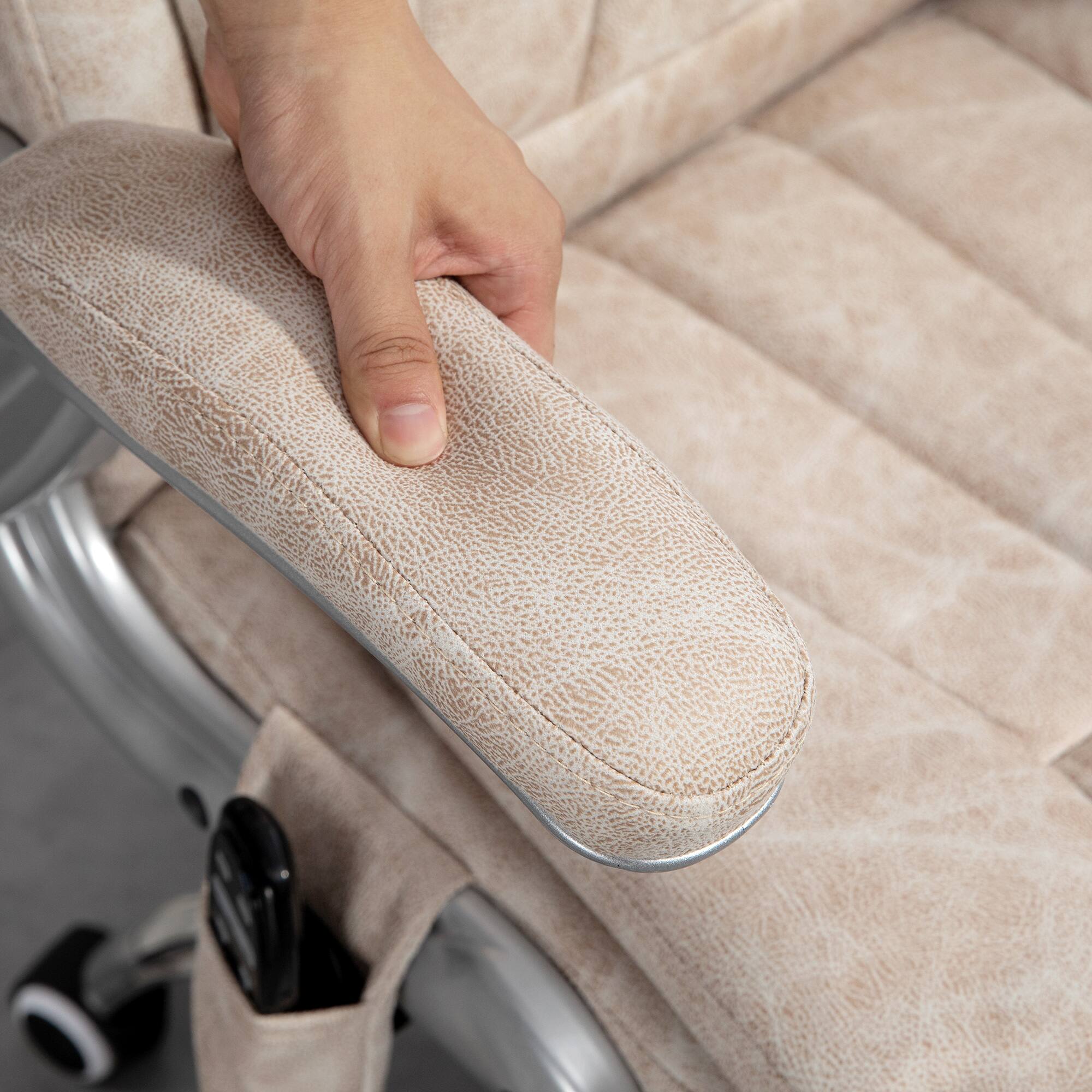 Alt View 8. Homcom - ​​High Back Vibration Massage Office Chair, Heated Computer Chair with Flip-up Armrest & Swivel Wheels​​ - Cream White.