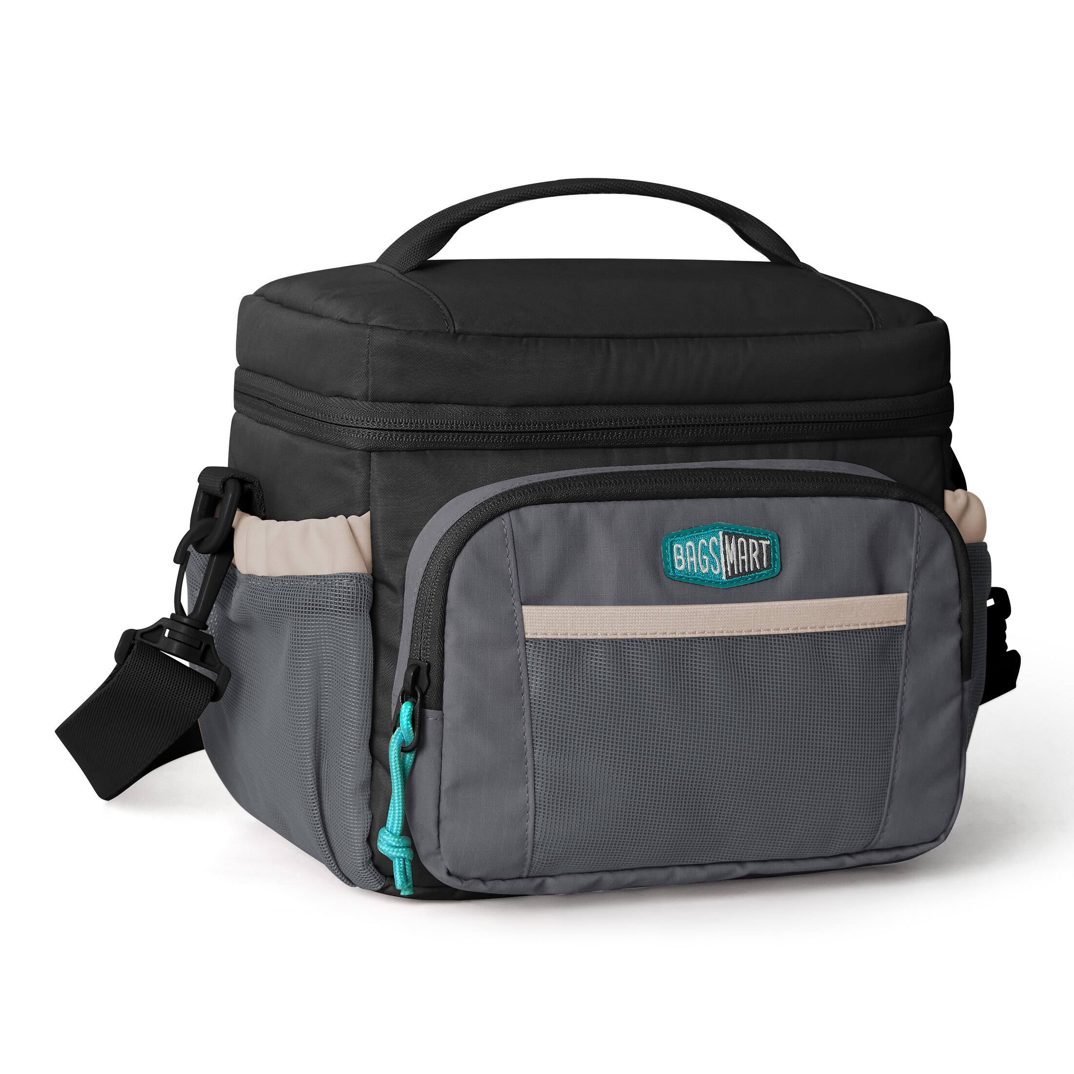 Left. Bagsmart - Focus Lunch Bag Insulated Meal Prep Tote for Work School Travel, 6L Leak-Proof Small Bag with Crossbody Strap - Black.