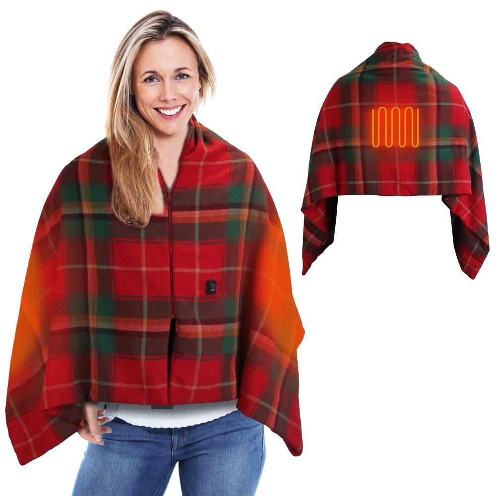 Alt View 1. Loheer - Loheer Wearable Heated Shawl With Zipper 71x24 Inch Electric Throw Wrap - Christmas.