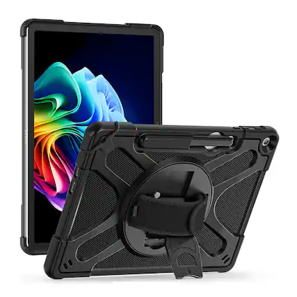Front. SaharaCase - Microsoft Surface Pro 12" Case | Heavy Duty with Hand Strap | Shoulder Strap | Raider Series - Scorpion Black.