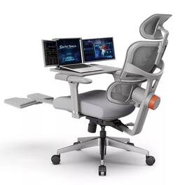 Newtral - NT002+LAPD Ergonomic Chair Set w/ Auto-Follow Backrest, 4D Arms, Detachable Table & Footrest - Gray