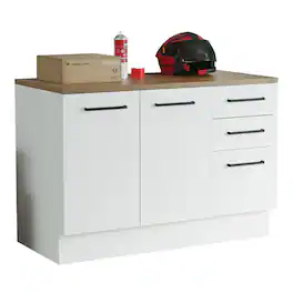 Madesa - Garage and Utility Room Base Storage Cabinet with 2 Doors and 3 Drawers 47"L - White