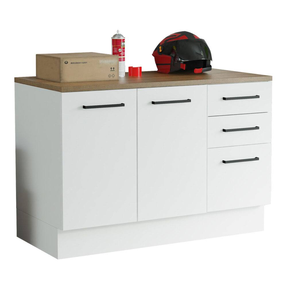 Front. Madesa - Madesa Garage and Utility Room Base Storage Cabinet with 2 Doors and 3 Drawers 47"L - White - White.