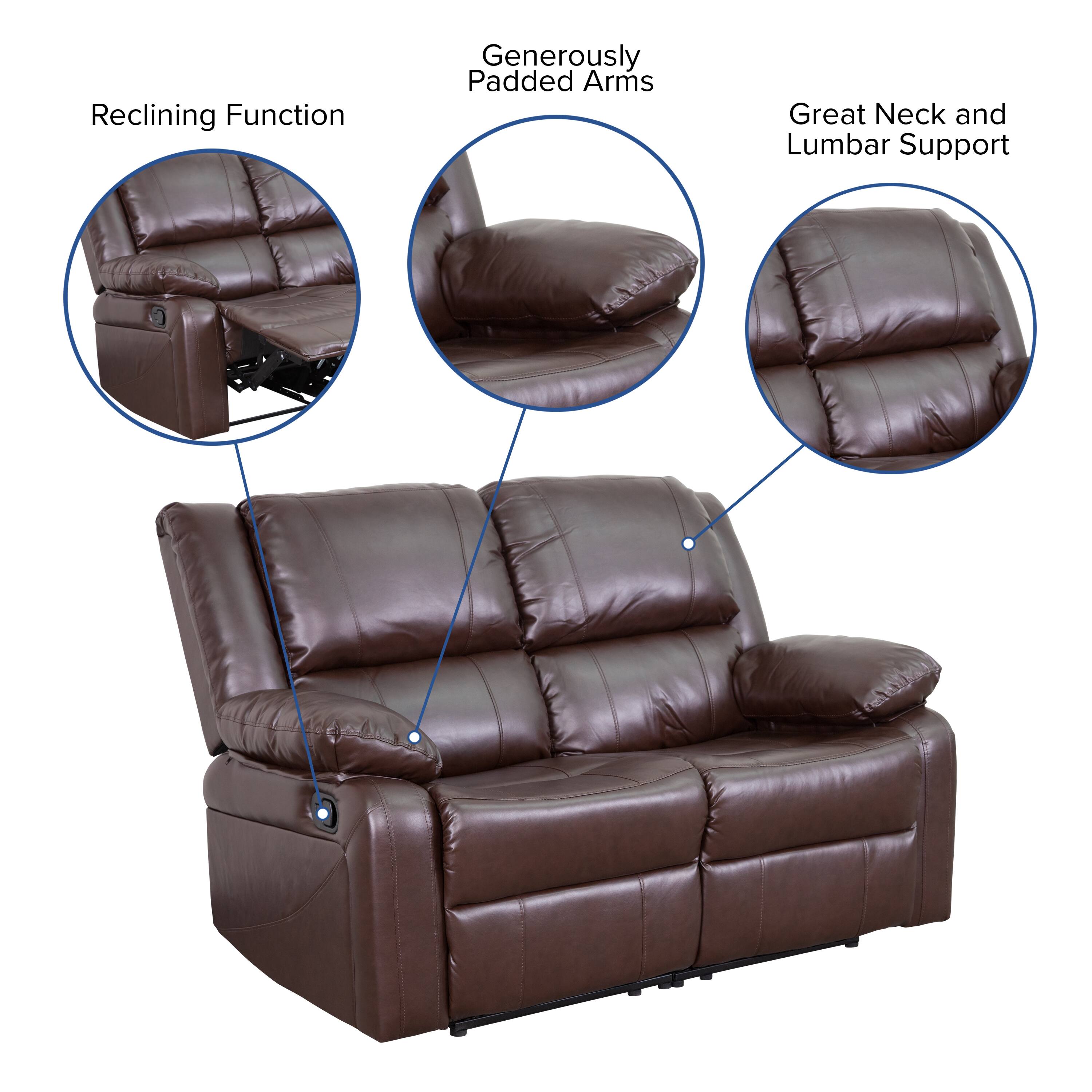Reclining Function  
Generously Padded Arms  
Great Neck and Lumbar Support