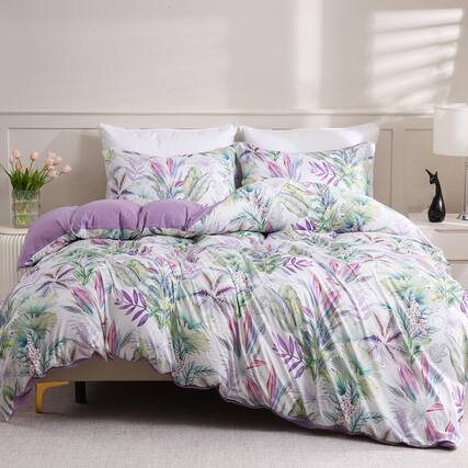 Front. PARKER SLATER - King Flower 3 Duvet Cover Set Breathable Soft Microfiber Black Lining Comforter With Zipper Closure And 2... - Tropical-King (104"x90").
