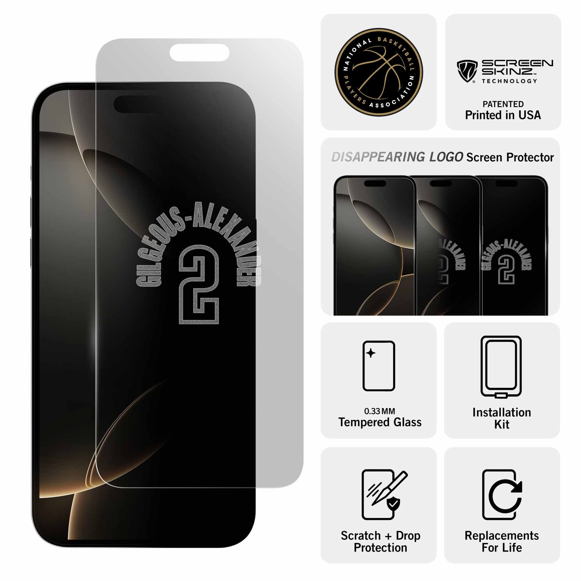 NATIONAL BASKETBALL PLAYERS ASSOCIATION SCREEN SKINZ. TECHNOLOGY PATENTED Printed in USA DISAPPEARING LOGO Screen Protector S 2 LEXMIRS ? CITGEOAS S 2 0.33MM Tempered Glass Installation Kit Scratch + Drop Protection C Replacements For Life
