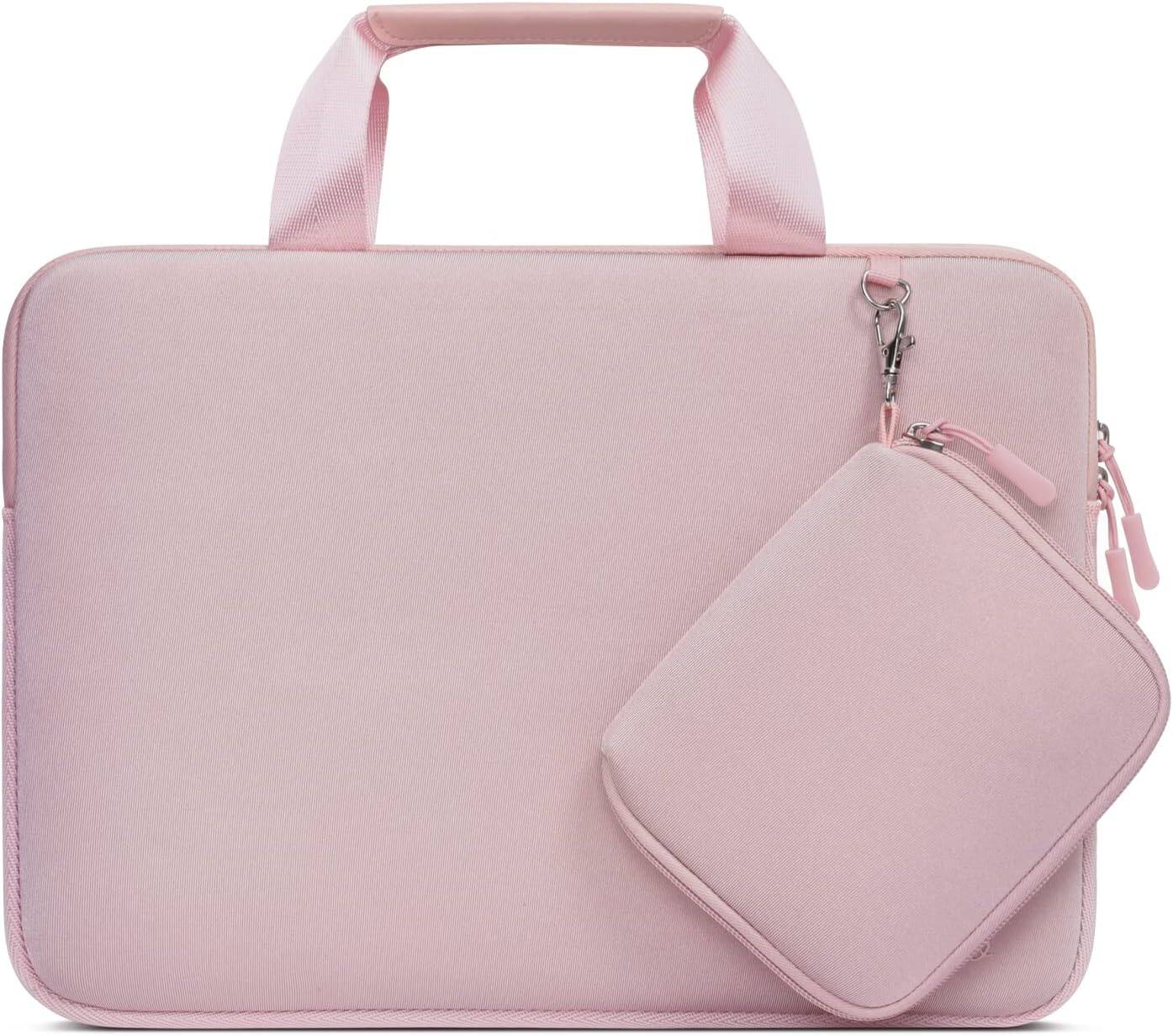 mosiso - Laptop Case 15 inch, Neoprene Laptop Sleeve Carrying Case with Handle & Pouch for MacBook Air 15 inch HP Acer Dell - Pink