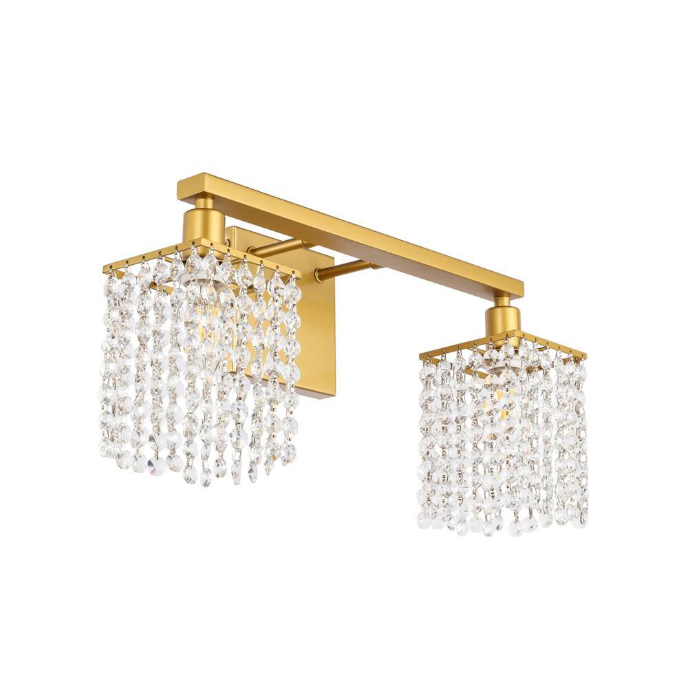 Alt View 2. Living District - Phineas 2 light Brass and Clear Crystals wall sconce - Brass And Clear Crystals.