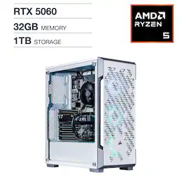 Velztorm - Fultix Desktop PC (AMD Ryzen 5 5500, 32GB DDR4 RAM, 1TB PCIe SSD, Win 11 Pro) - White