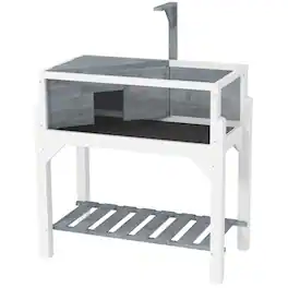 Pawhut - Tortoise Habitat with Storage Shelf, Tortoise Enclosure with Clear Windows, Openable Top