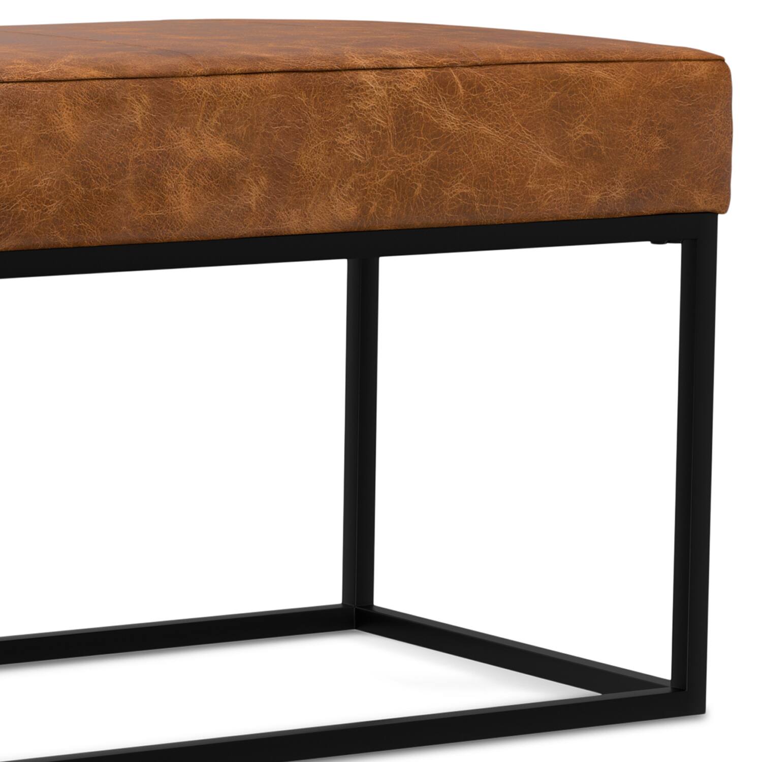 Alt View 5. Simpli Home - Candice 56 inch Wide Rectangle Ottoman Bench in Tan Genuine Leather - Tan.