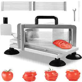 VEVOR - Commercial Tomato Slicer, 1/4"+3/8"+3/16" Tomato Cutter Slicer, Stainless Steel Heavy Duty Tomato Slicer Machine - Stainless steel color
