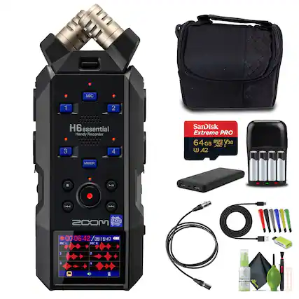 H6 Essential Handy Recorder
MIC 1 2 3 4
MIXER
SanDisk Extreme PRO 64GB V30 XC I A2
00:06:42 / 05:15:47
MIC L MIC R
1 2 3 4
200M 32bit 48kHz
DIGICLEANER USB CLEANING KIT
DIGICLEANER USB CLEANING KIT