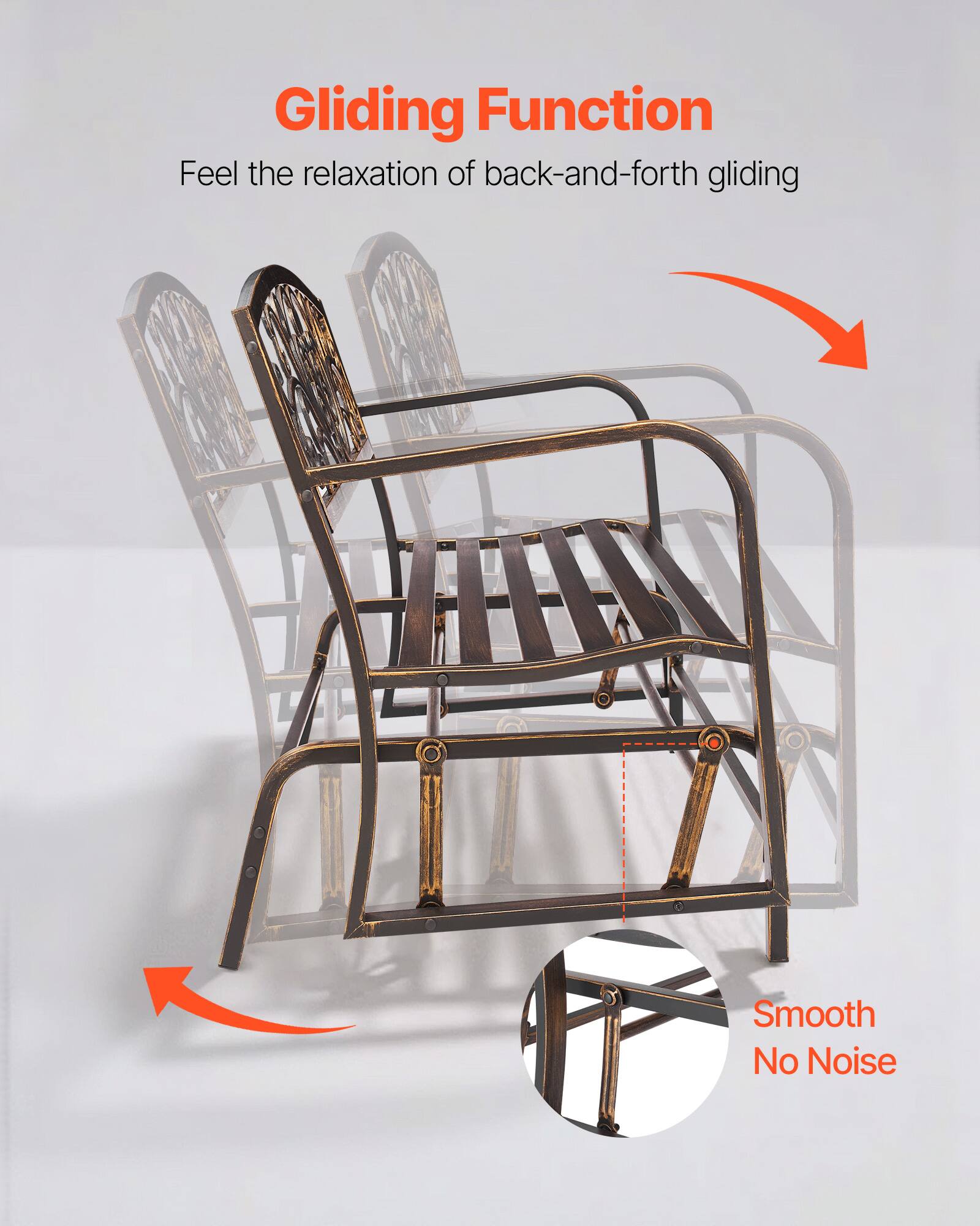 Gliding Function  
Feel the relaxation of back-and-forth gliding  

Smooth  
No Noise