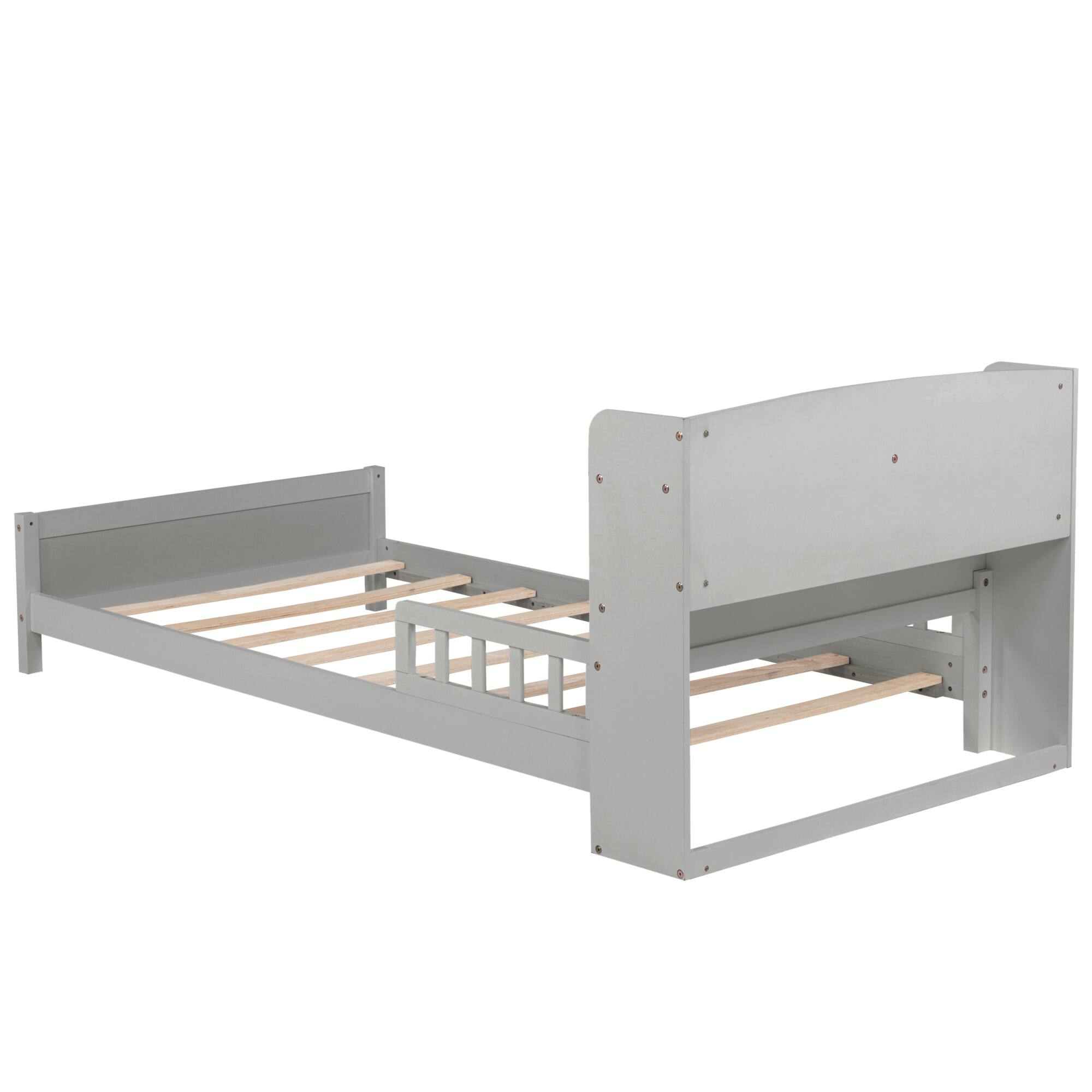 Alt View 5. GOODSILO - Twin Bed with Integrated Bookshelf Headboard and Motion Sensor LED Lighting System for Enhanced Bedroom Functionality - Grey.