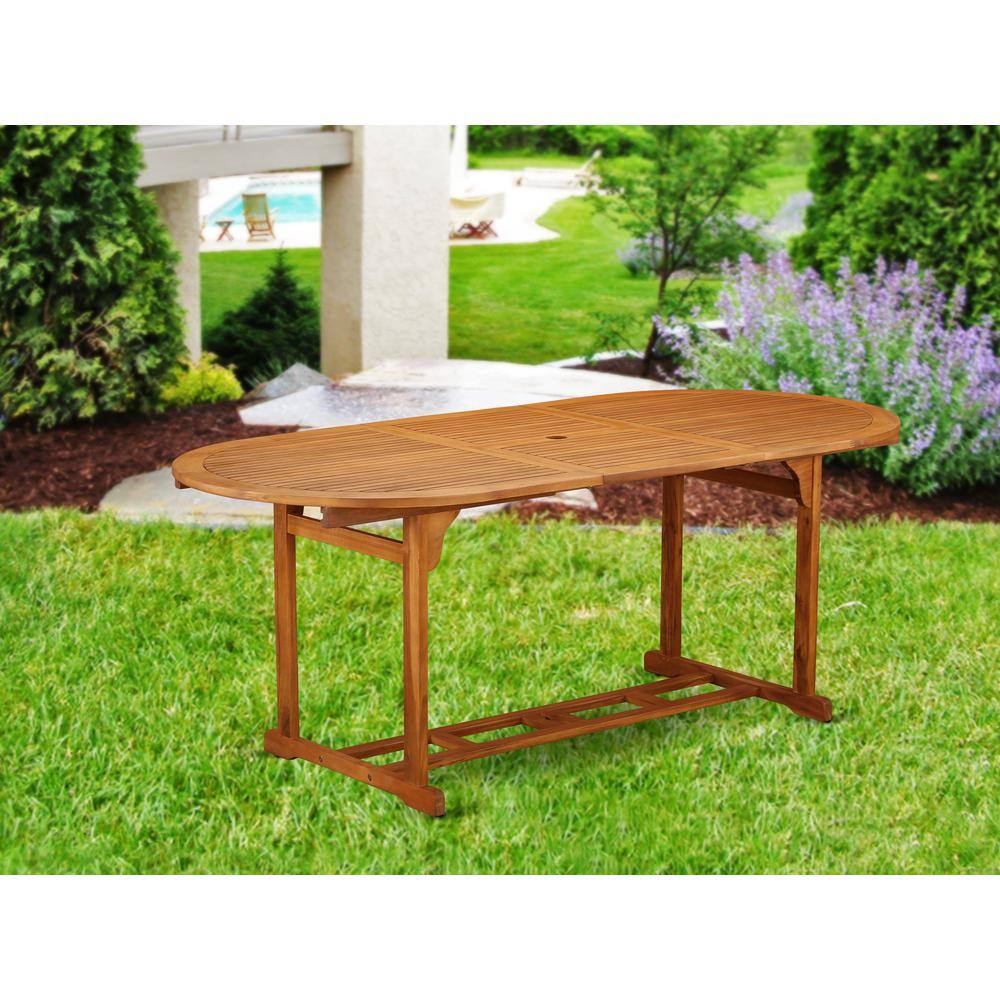 Angle. East West Furniture - Wooden Patio Table Natural Oil - Brown.