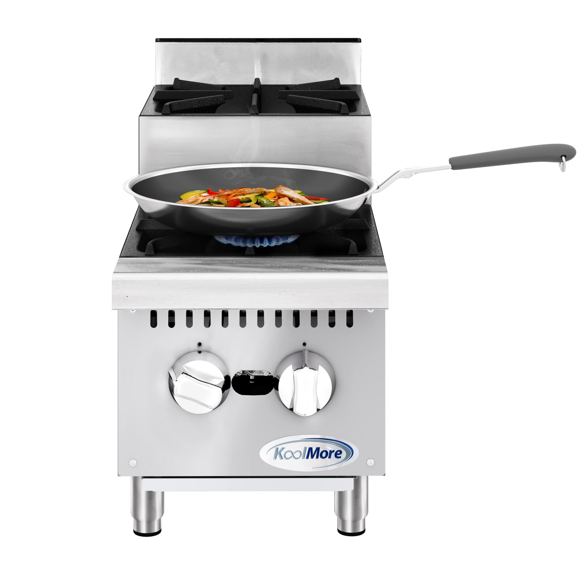 Koolmore - 12 in. Two-Burner Commercial Step Up Range, 52000 BTU in Stainless-Steel (KM-CRSU-12) - Silver