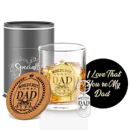 Fabibe - Gifts For Dad Beer Glasses Presents From Daughter Son Father's Day Daddy Christmas Birthday Men Mens Gift Set A GIFT - DAD whisky glass