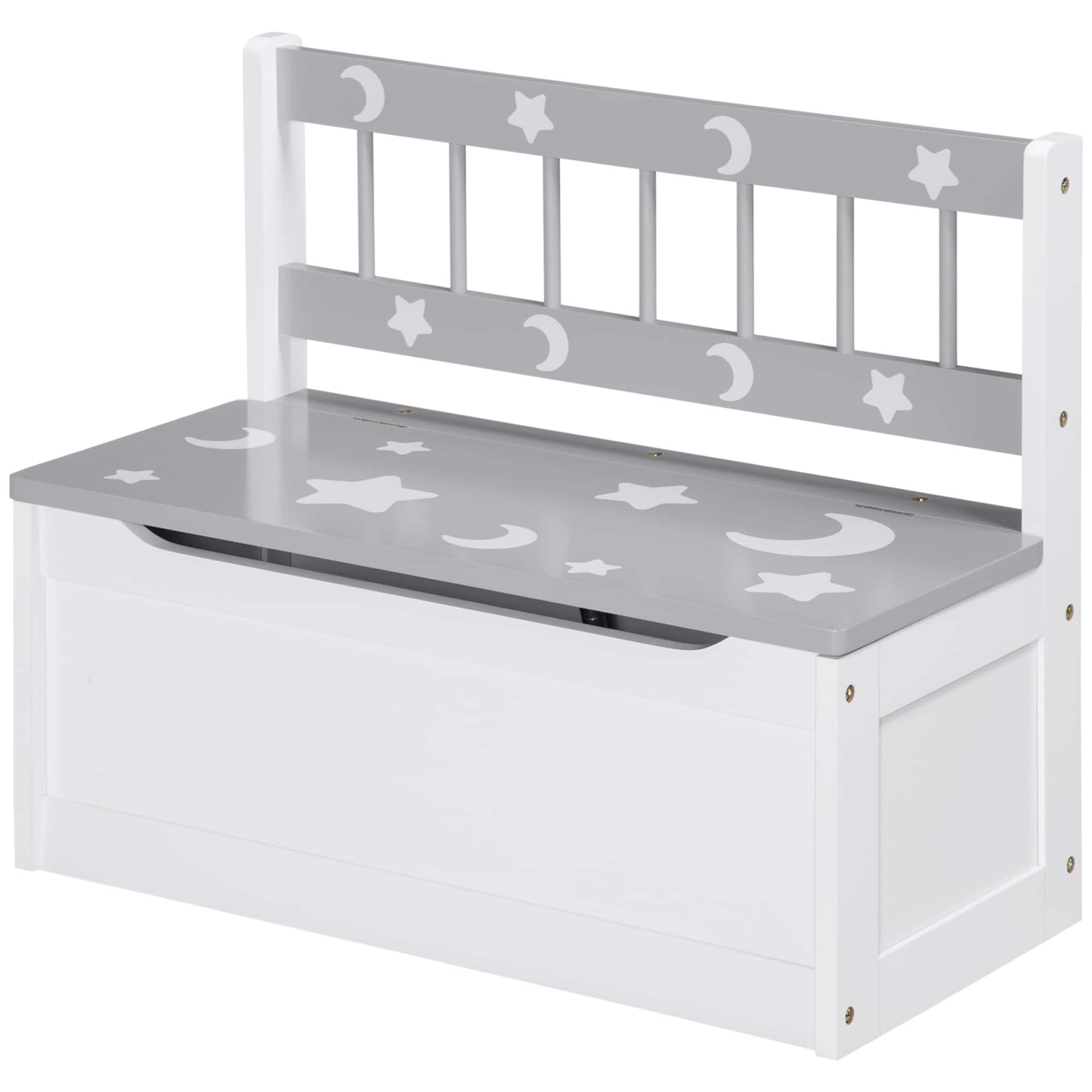 Qaba - Toy Box Storage Bench with Large 27 Liter Interior - Gray