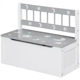 Qaba - Toy Box Storage Bench with Large 27 Liter Interior - Gray