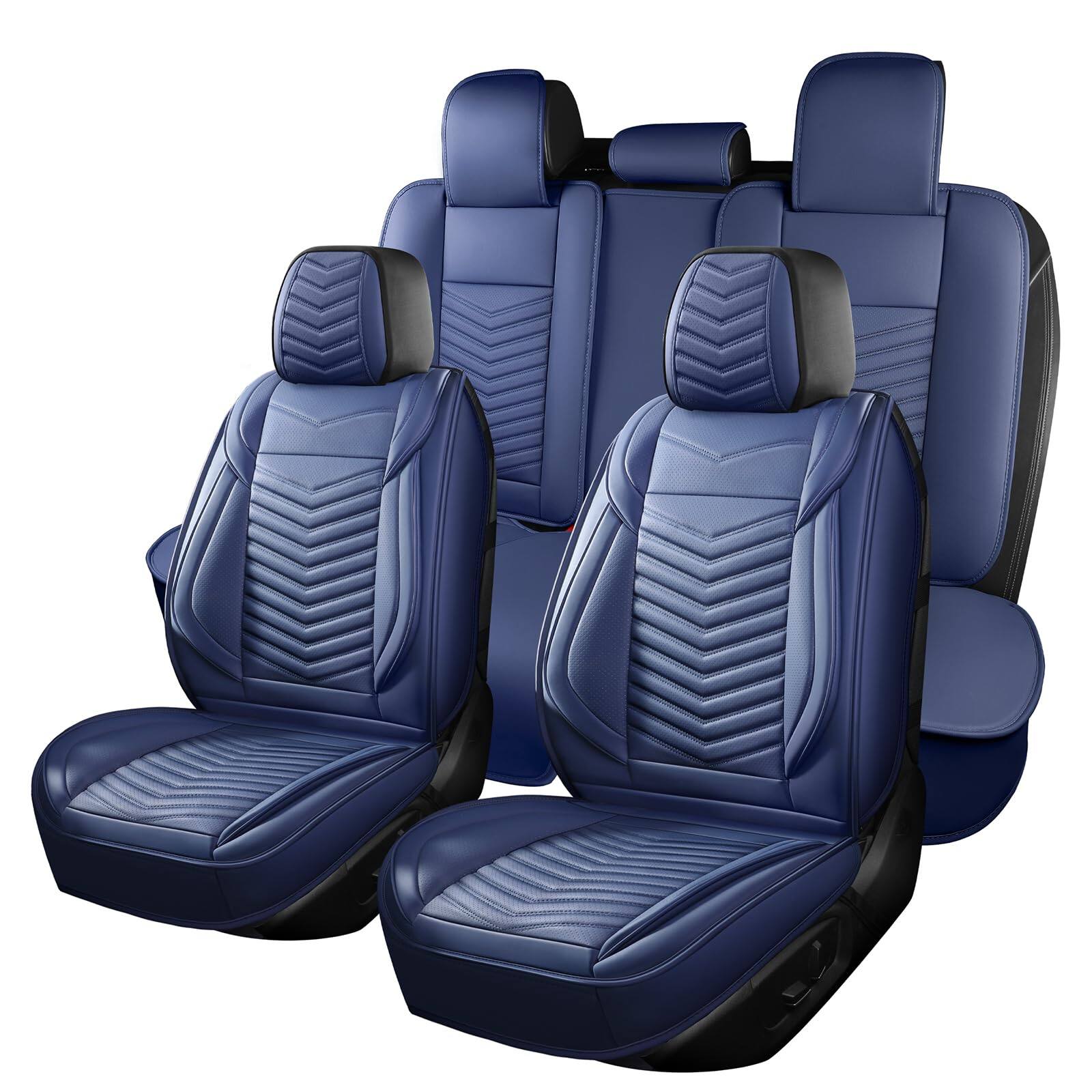 Front. Empire DigiLabs - Car Seat Covers Breathable And Waterproof Faux Leather Automotive For Cars Suv Truck Sedan Universal Anti - Beige 54"W x 38"D x 35"H.