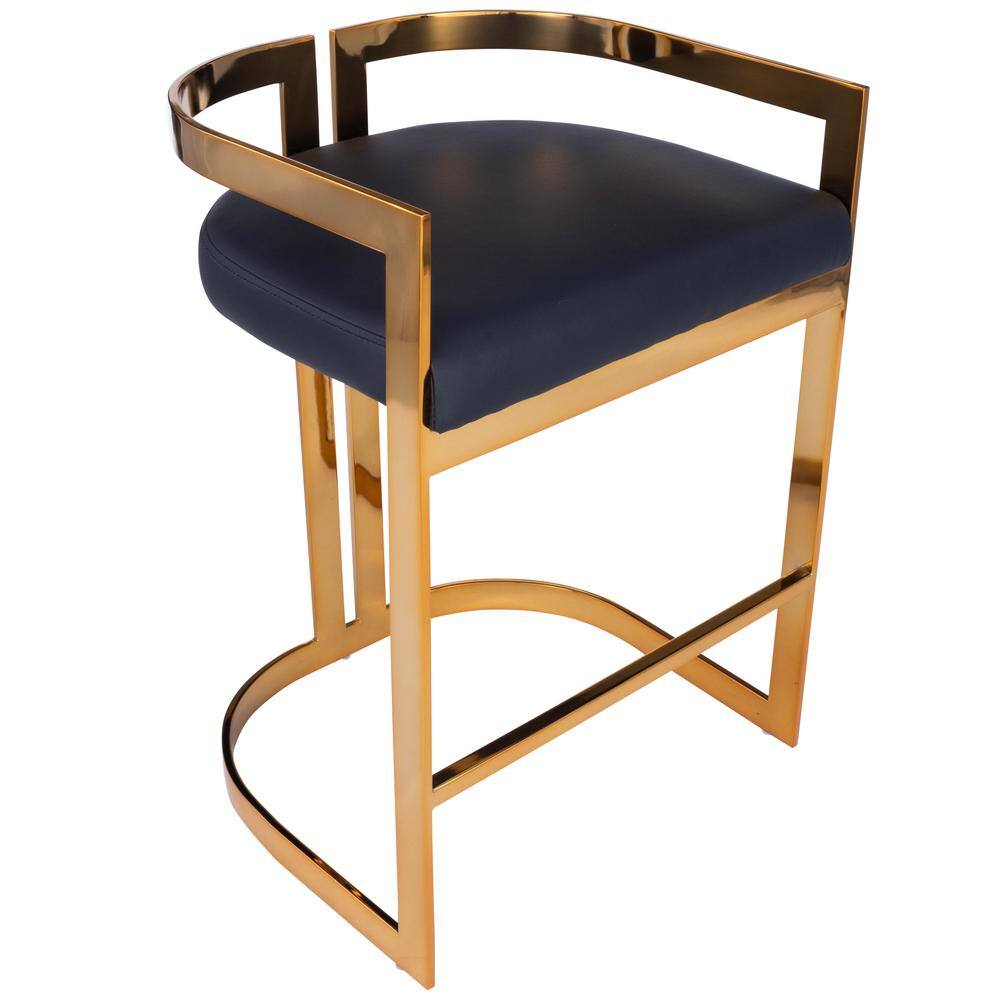 Alt View 1. Butler Specialty - Clarence & Faux Leather 25" Counter Stool - Gold.